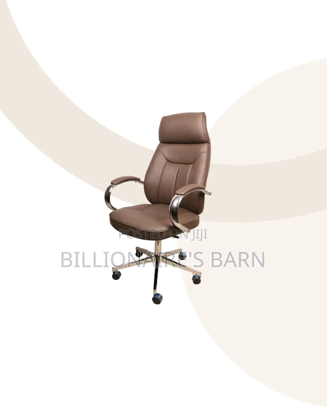New Brown Executive Leather Office Chair High Back Chrome Base Ready