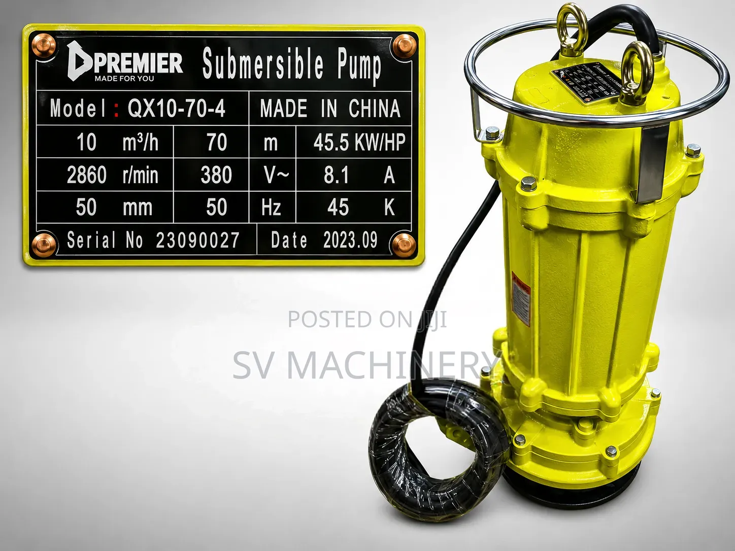 Heavy Duty 5.5hp 2" 70m Submersible Mining Pump (3 Phase)