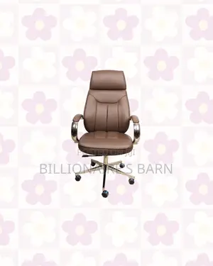 Heavy Duty Brown Executive Leather Office Chair High Back Chrome Base