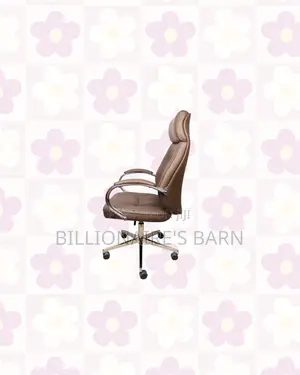 Heavy Duty Brown Executive Leather Office Chair High Back Chrome Base