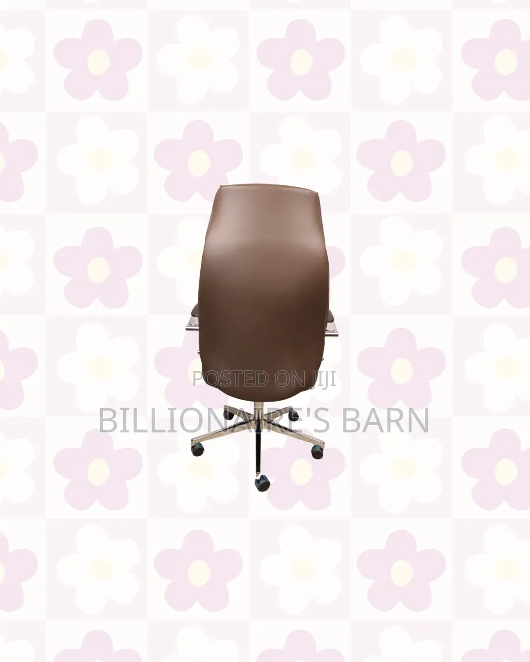 Heavy Duty Brown Executive Leather Office Chair High Back Chrome Base