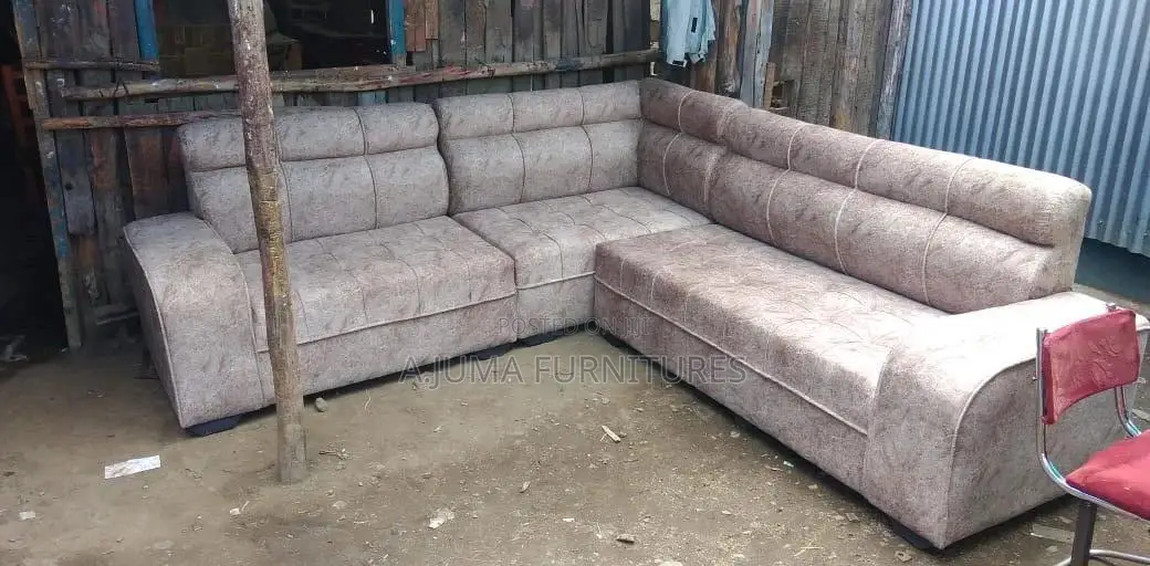 Brown L Sofa Set