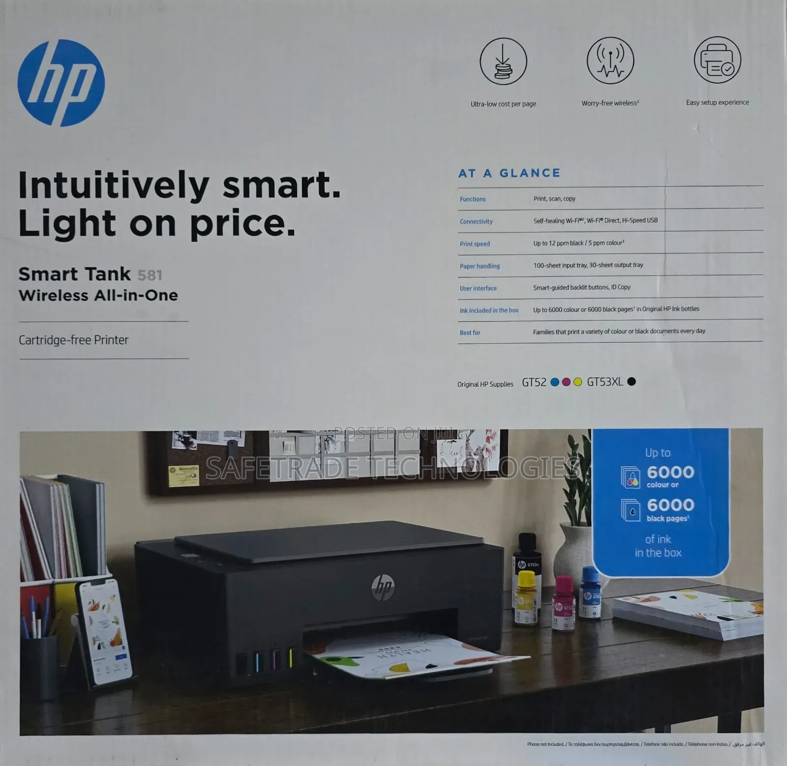 Hp Smart Tank 581 Wireless All in One Printer, Print, Copy and Scan