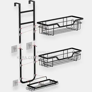 3 Layer Behind the Door Metallic Bathroom Shelf Shower Caddy