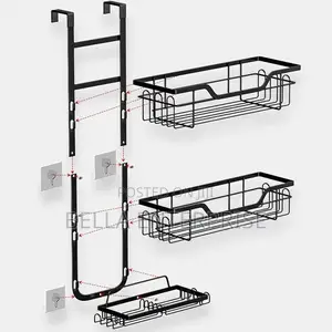 3 Layer Behind the Door Metallic Bathroom Shelf Shower Caddy