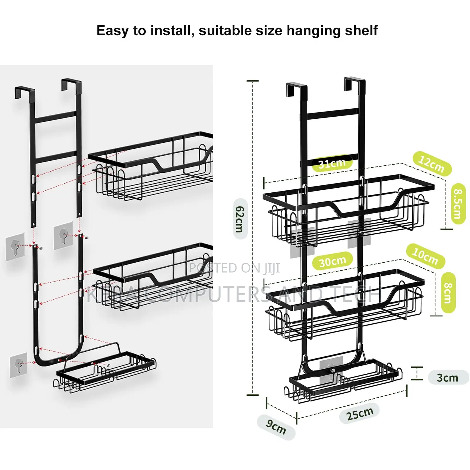 3 Layer Behind the Door Metallic Bathroom Shelf Shower Caddy