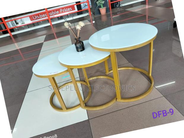 Luxury 3 in 1 Marble Nesting Coffee Table – Glass Effect Top - main view