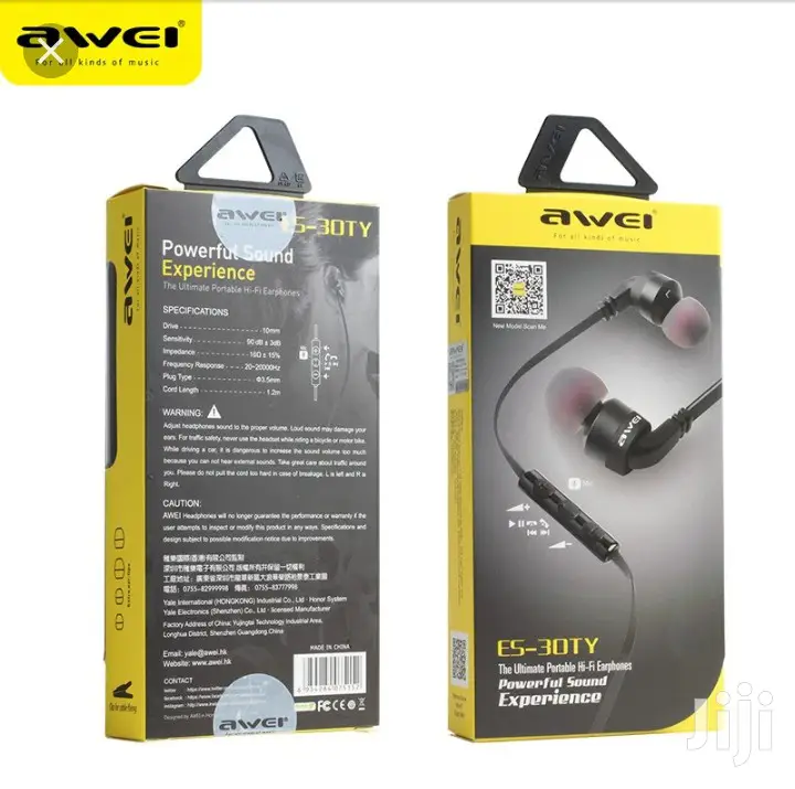 AWEI ES - 30TY Wired Stereo In-ear Earphones Headphones - Black