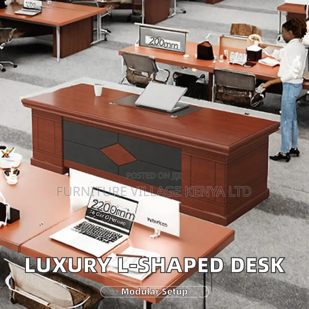 1800mm Mahogany Boss L-Shaped Writing Table