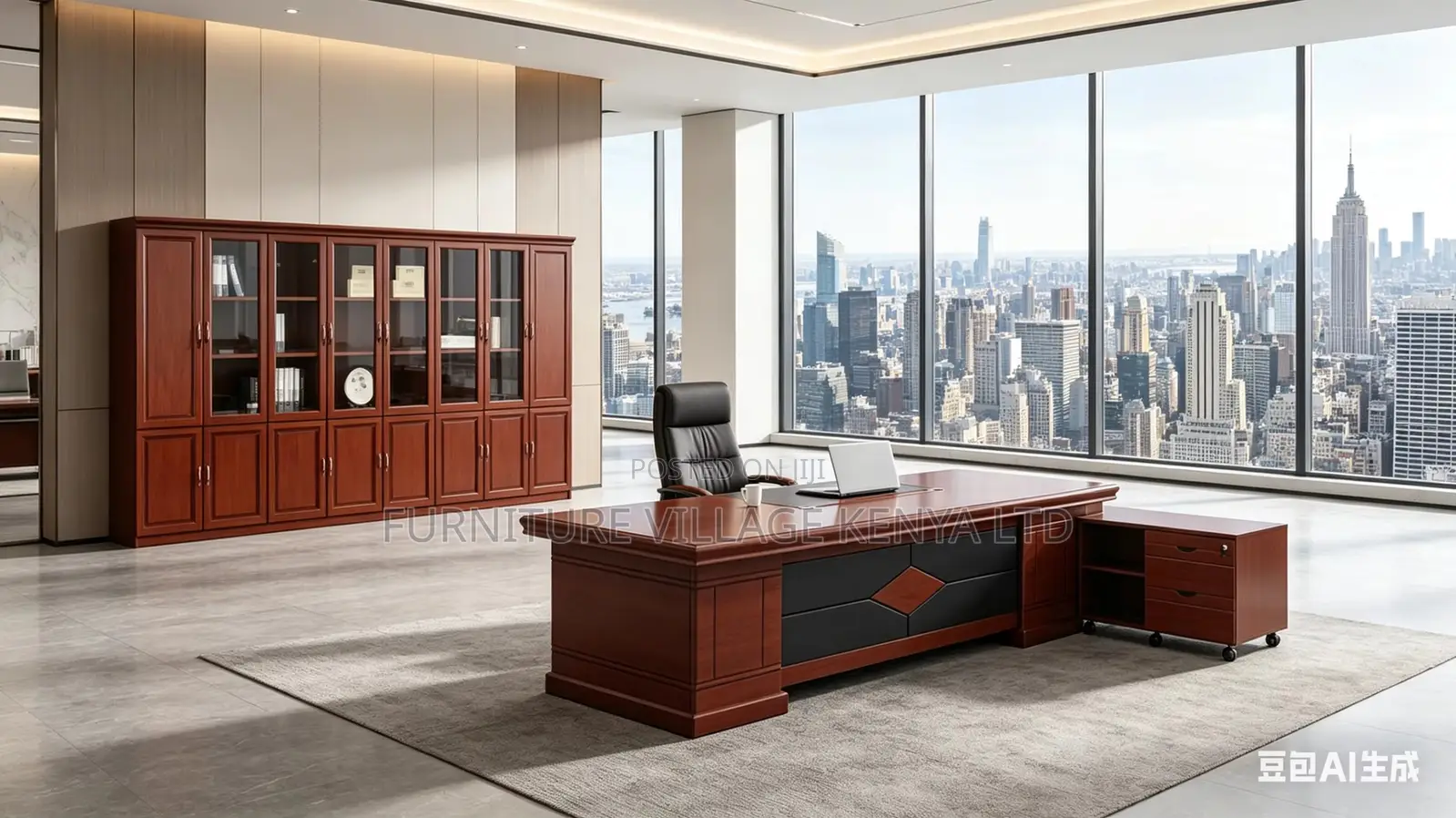 1800mm Mahogany Boss L-Shaped Writing Table