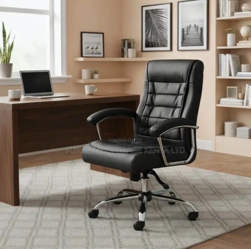Black Leather Executive Arm Director's Chair