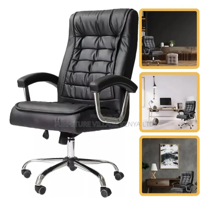 Black Leather Executive Arm Director's Chair