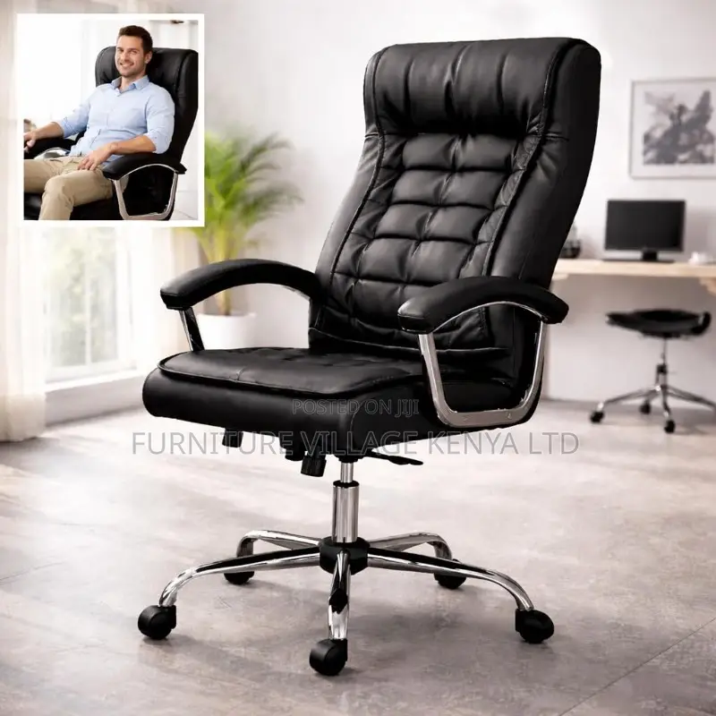 Black Leather Executive Arm Director's Chair