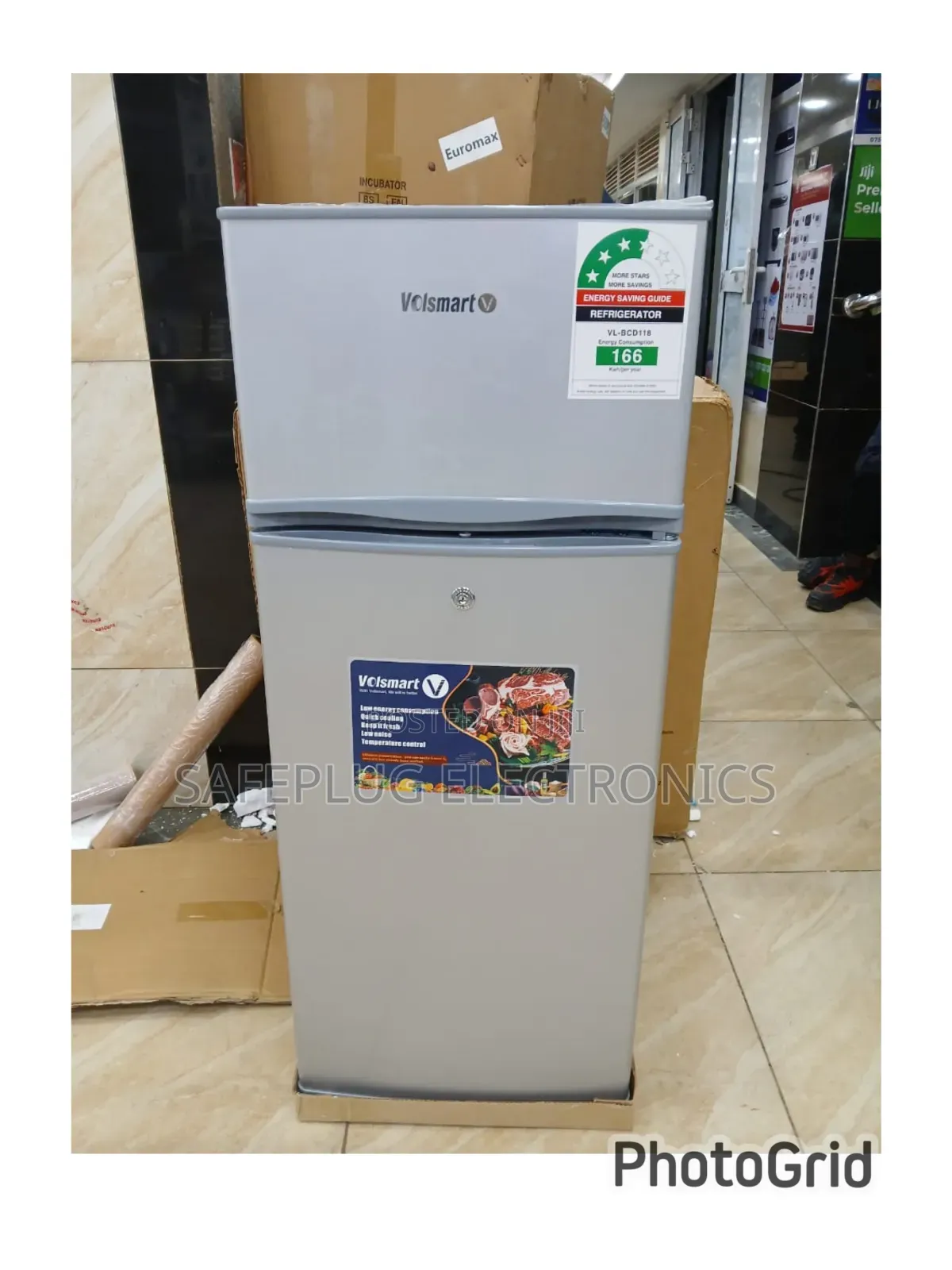 Volsmart Fridge118l, Freezer Energy Saving Double Doors Refrigerator