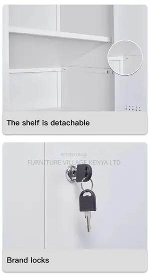 2-Door Half Glass Lockable Cabinet With Drawers