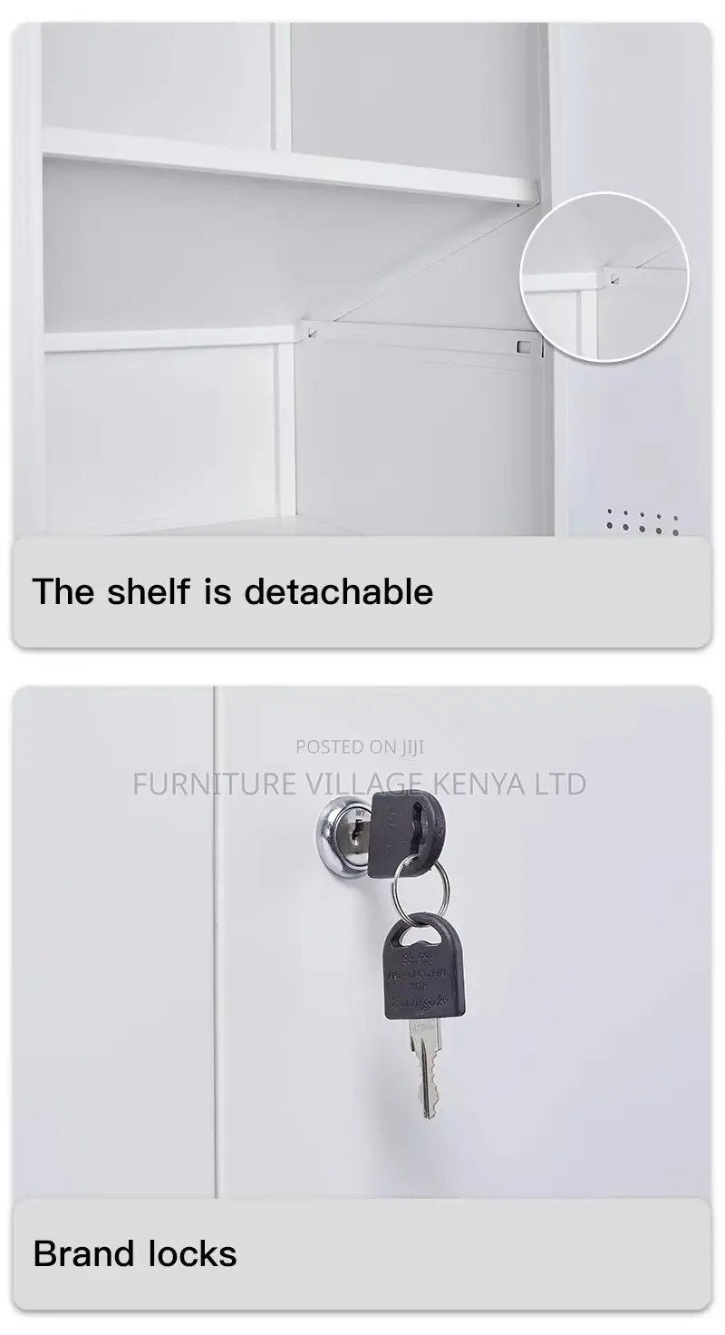 2-Door Half Glass Lockable Cabinet With Drawers