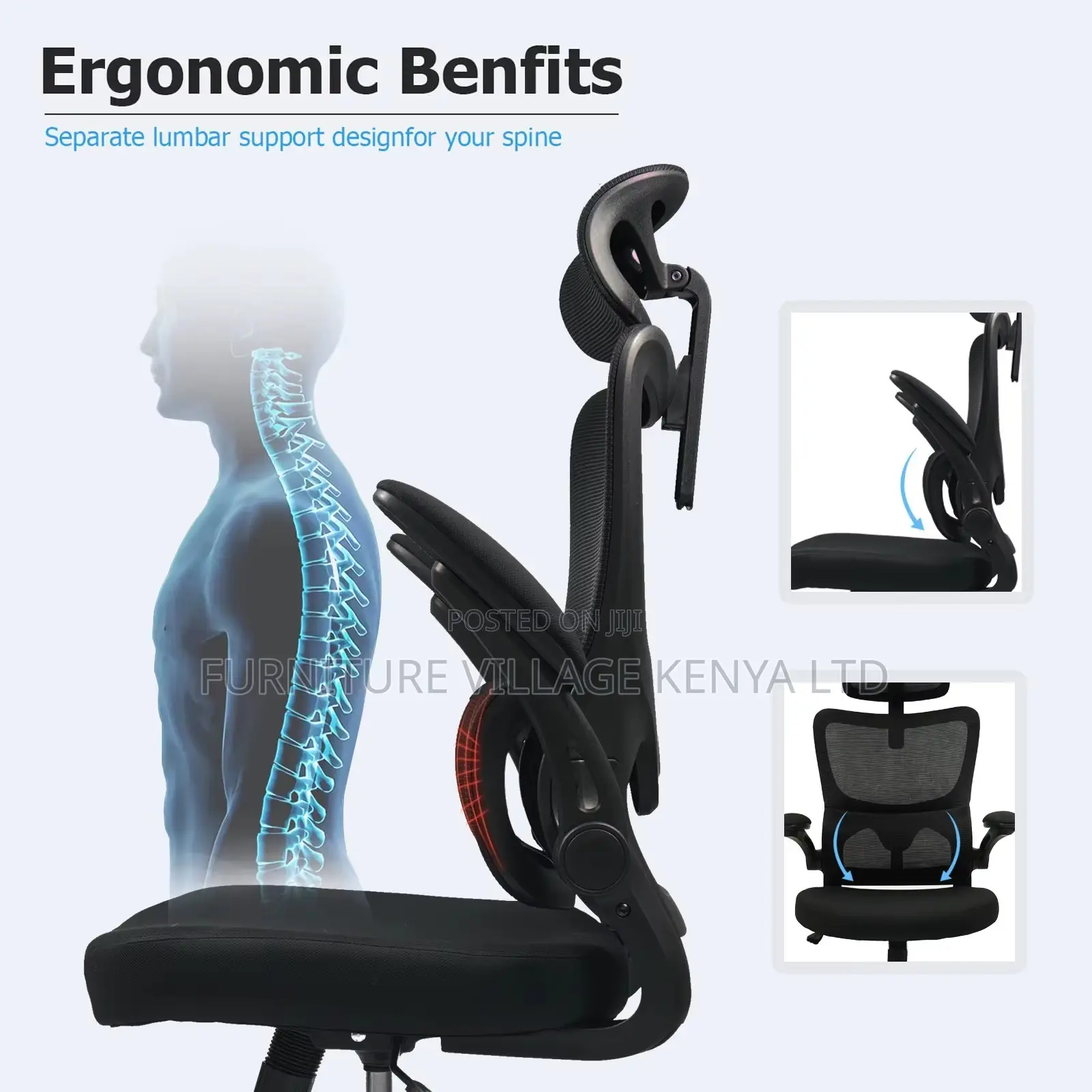Swivel Ergonomic Mesh Seat With Flip Arms
