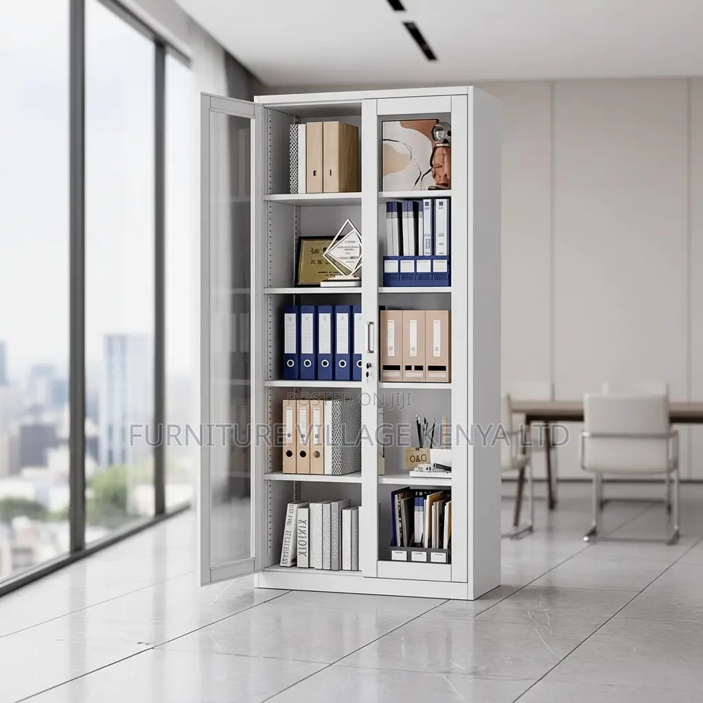 2-Door Full Glass Cabinet With Adjustable Shelves