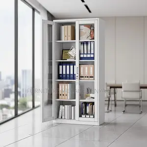 2-Door Full Glass Cabinet With Adjustable Shelves