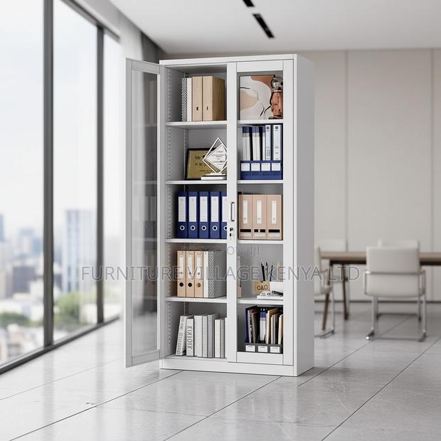 2-Door Full Glass Cabinet With Adjustable Shelves
