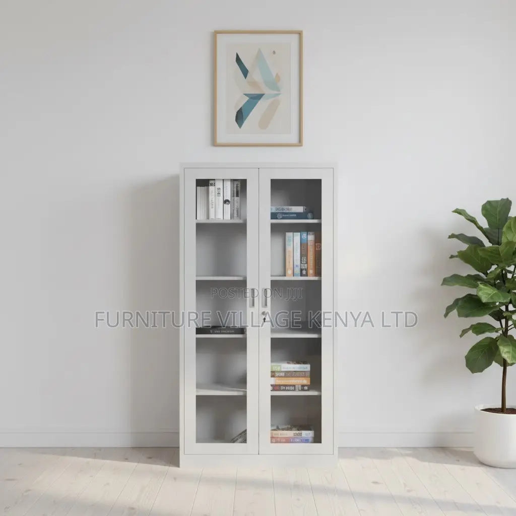 2-Door Full Glass Cabinet With Adjustable Shelves