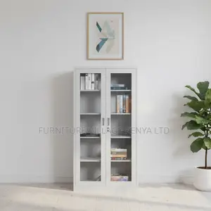 2-Door Full Glass Cabinet With Adjustable Shelves