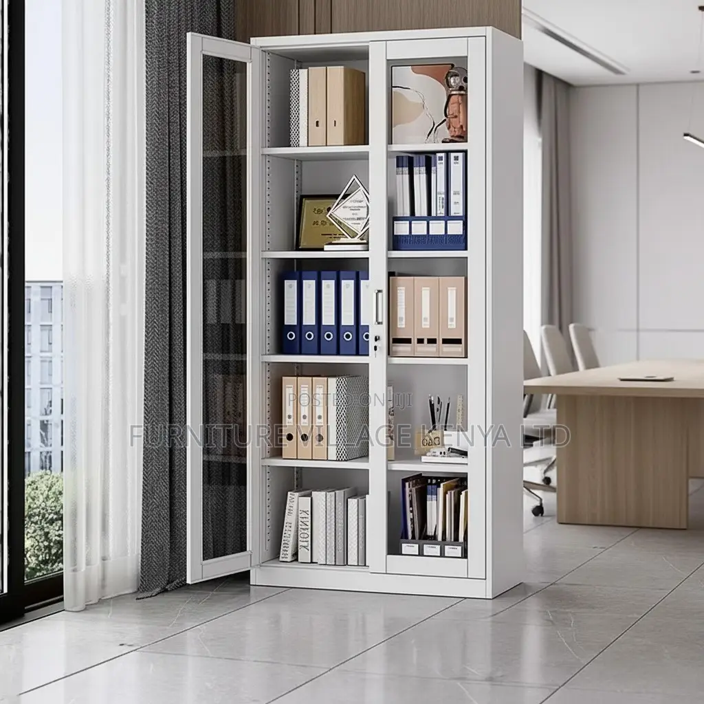 2-Door Full Glass Cabinet With Adjustable Shelves