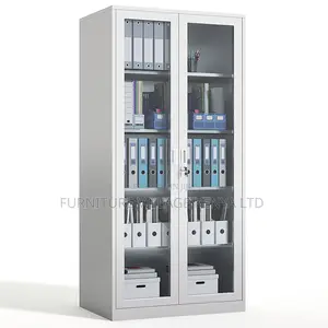 2-Door Full Glass Cabinet With Adjustable Shelves