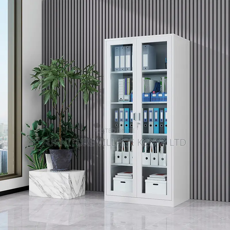 2-Door Full Glass Cabinet With Adjustable Shelves