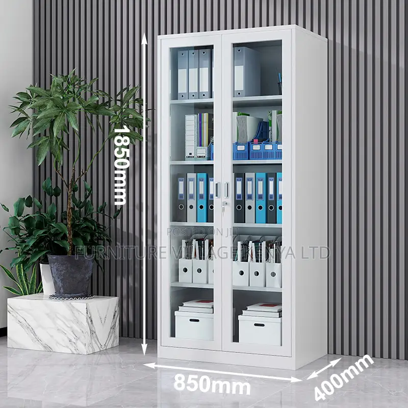 2-Door Full Glass Cabinet With Adjustable Shelves