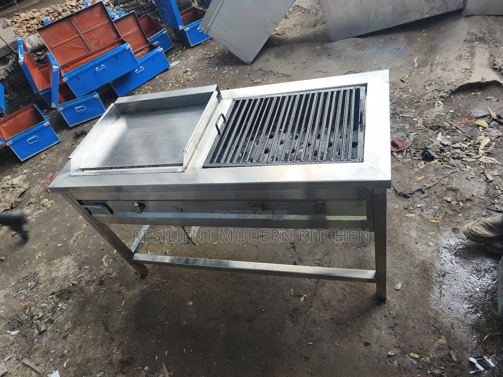 Commercial Gas Griddle and a Charcoal Grill