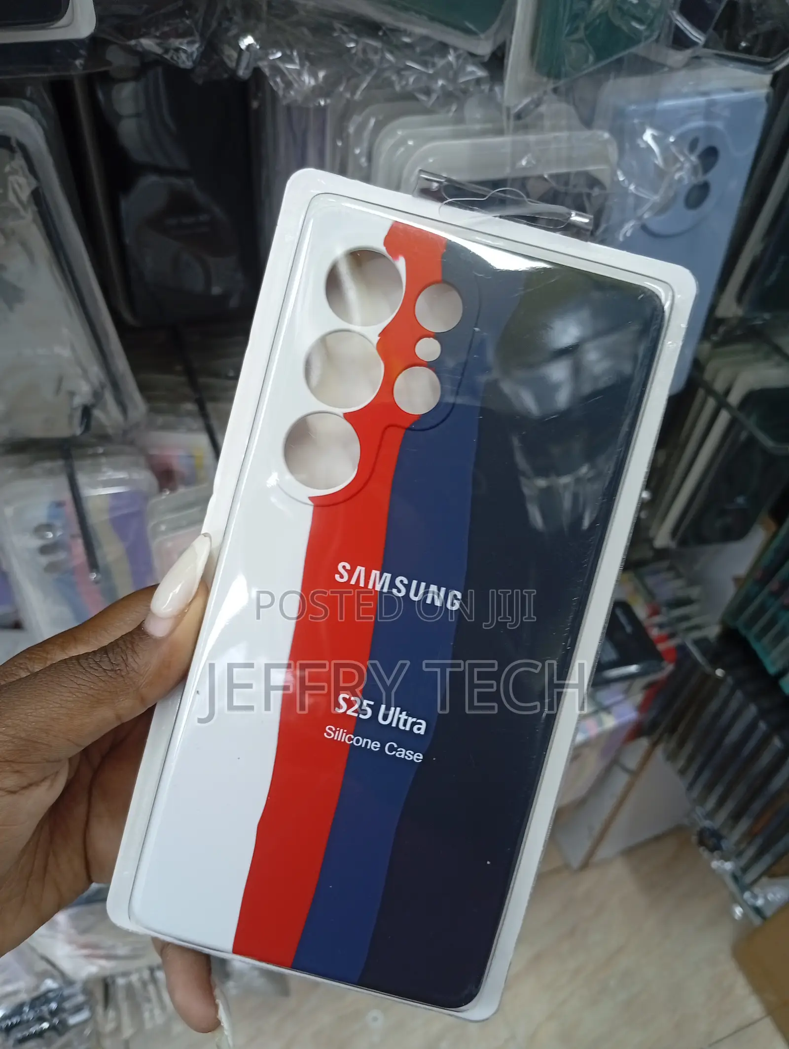 Samsung S25 Ultra Red, Blue, and Black Stripe Design Cover