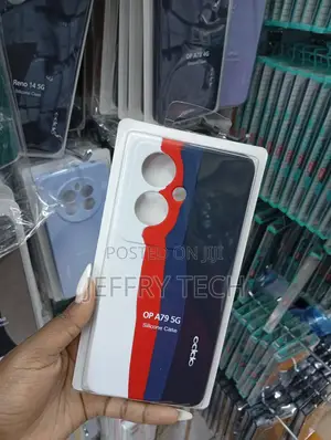 Oppo A79 5g Vertical Stripe Design in White, Red, and Navy Blue Case.