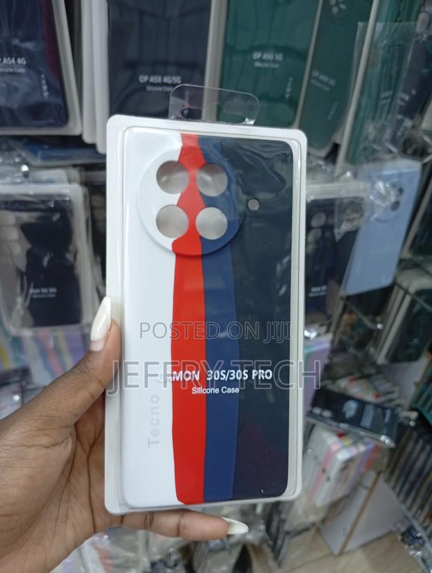 Tecno Camon 30s in a Blue, Red, and White Color Scheme Cover