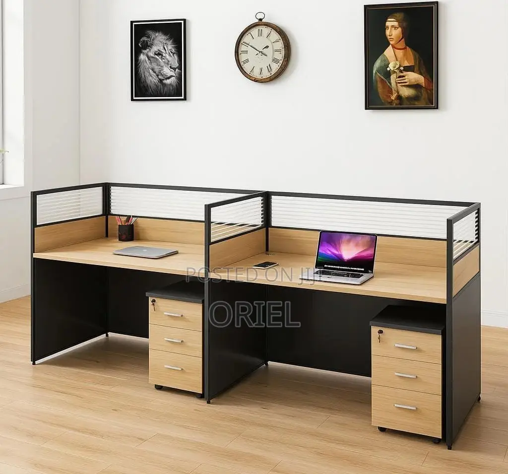 Office Workstation : Straight Modular 2-Person Office Workstation