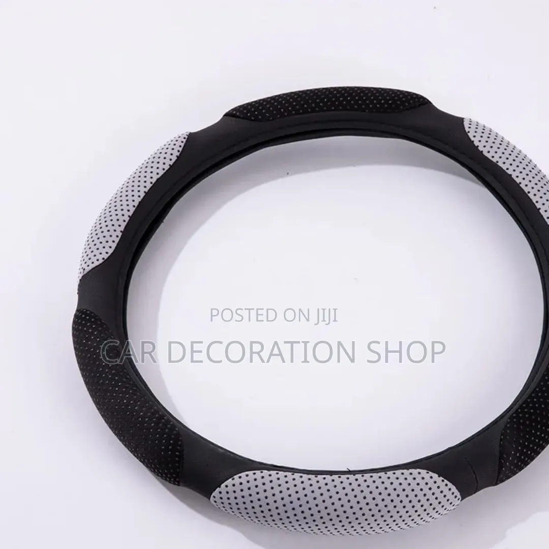 Mesh Padded Antislip Grey Black Steering Cover