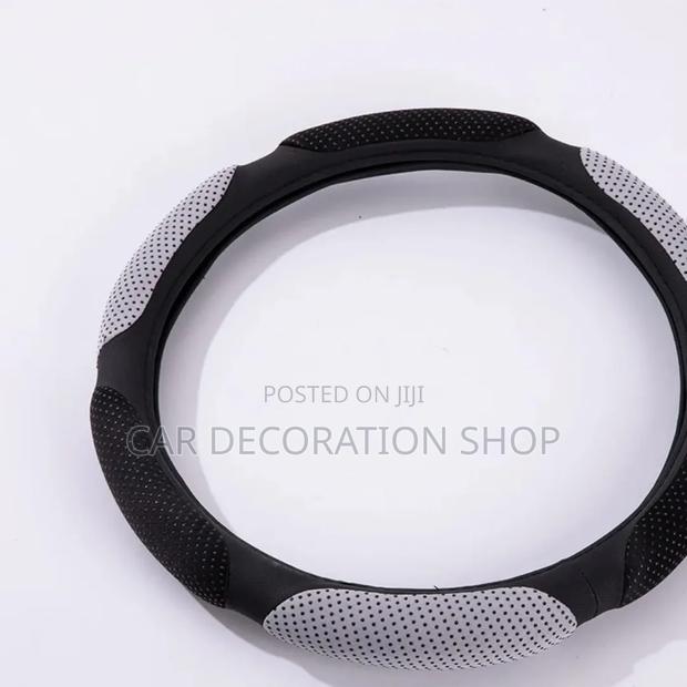 Mesh Padded Antislip Grey Black Steering Cover