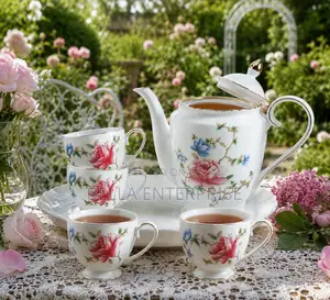 Porcelain Tea Set With Rose Pattern 6000/-