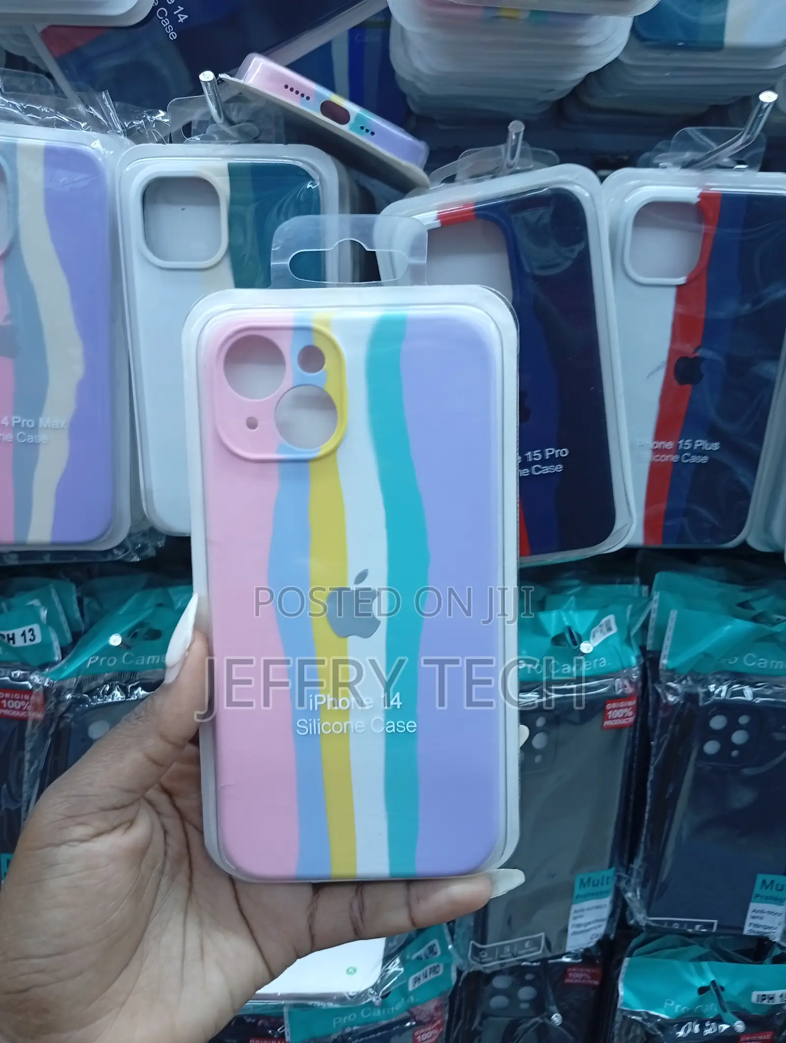 iPhone 14 Generic Silicone Rainbow Pink Phone Case