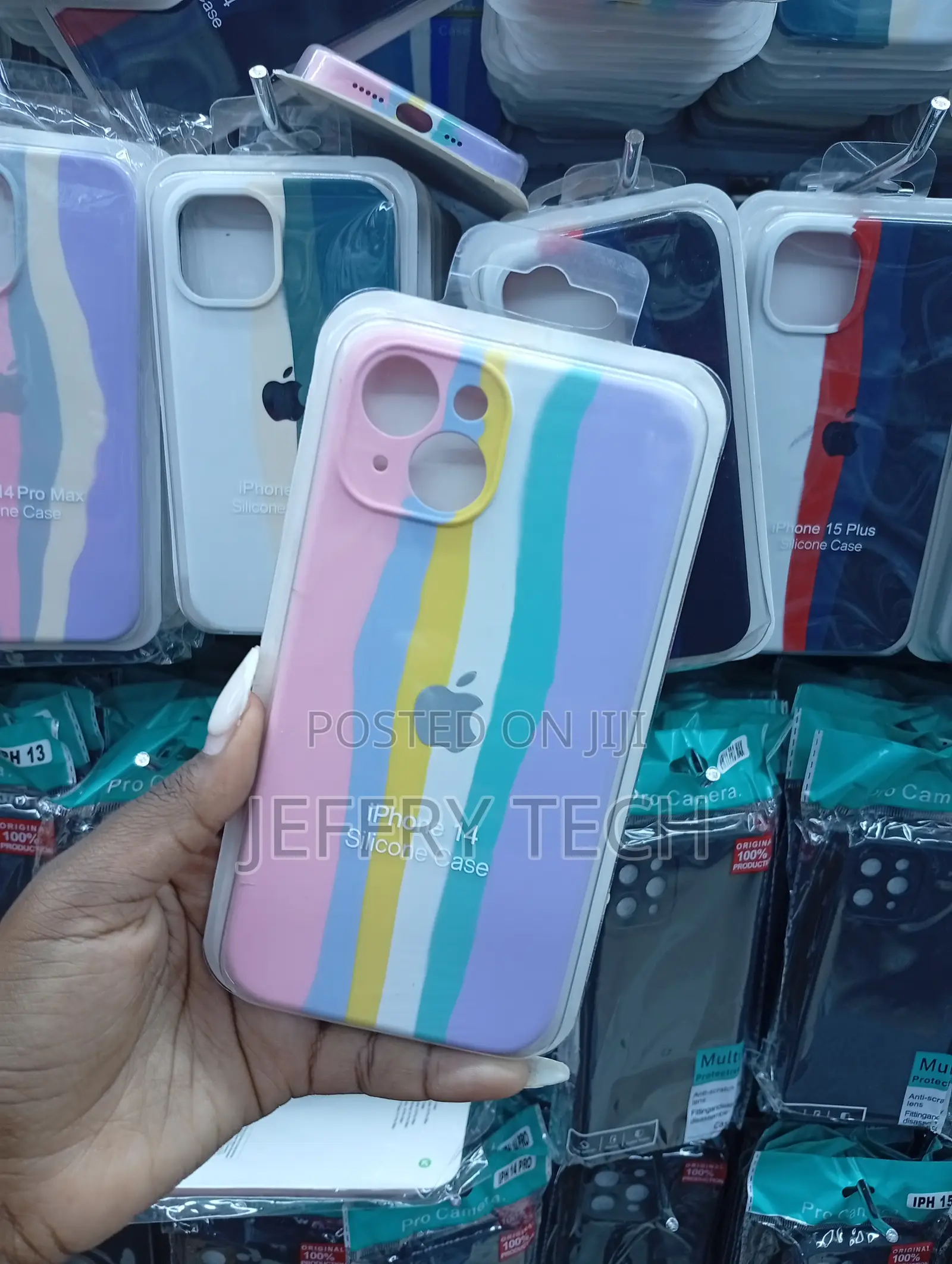 iPhone 14 Generic Silicone Rainbow Pink Phone Case