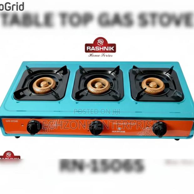 3 Burner Silver Rashnik Table Top Gas Stove With Auto Ignition