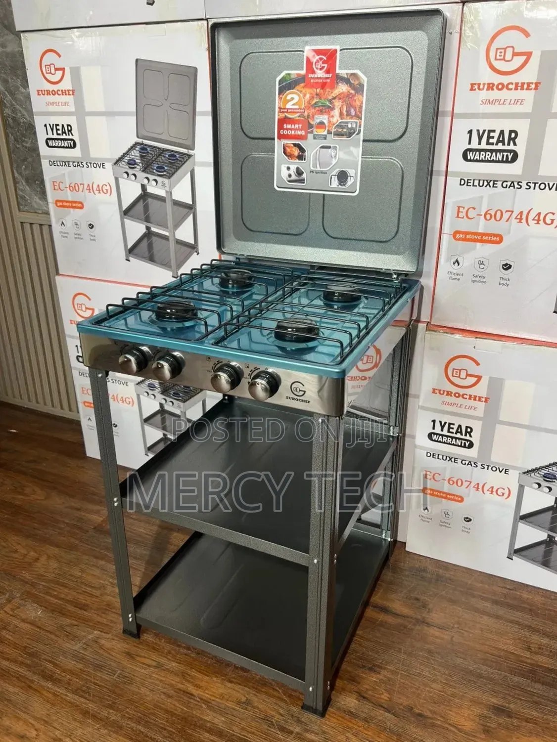 Eurochef Ec-6074 (4g) Deluxe 4 Burner Gas Stove With Stand