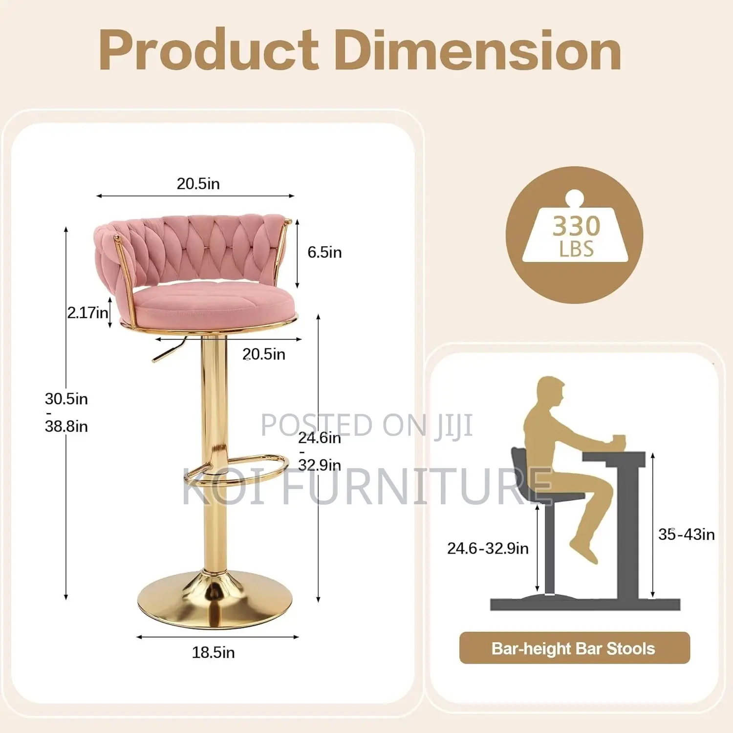 Barstools; Vcklp1 Leather Adjustable Koi Barstools