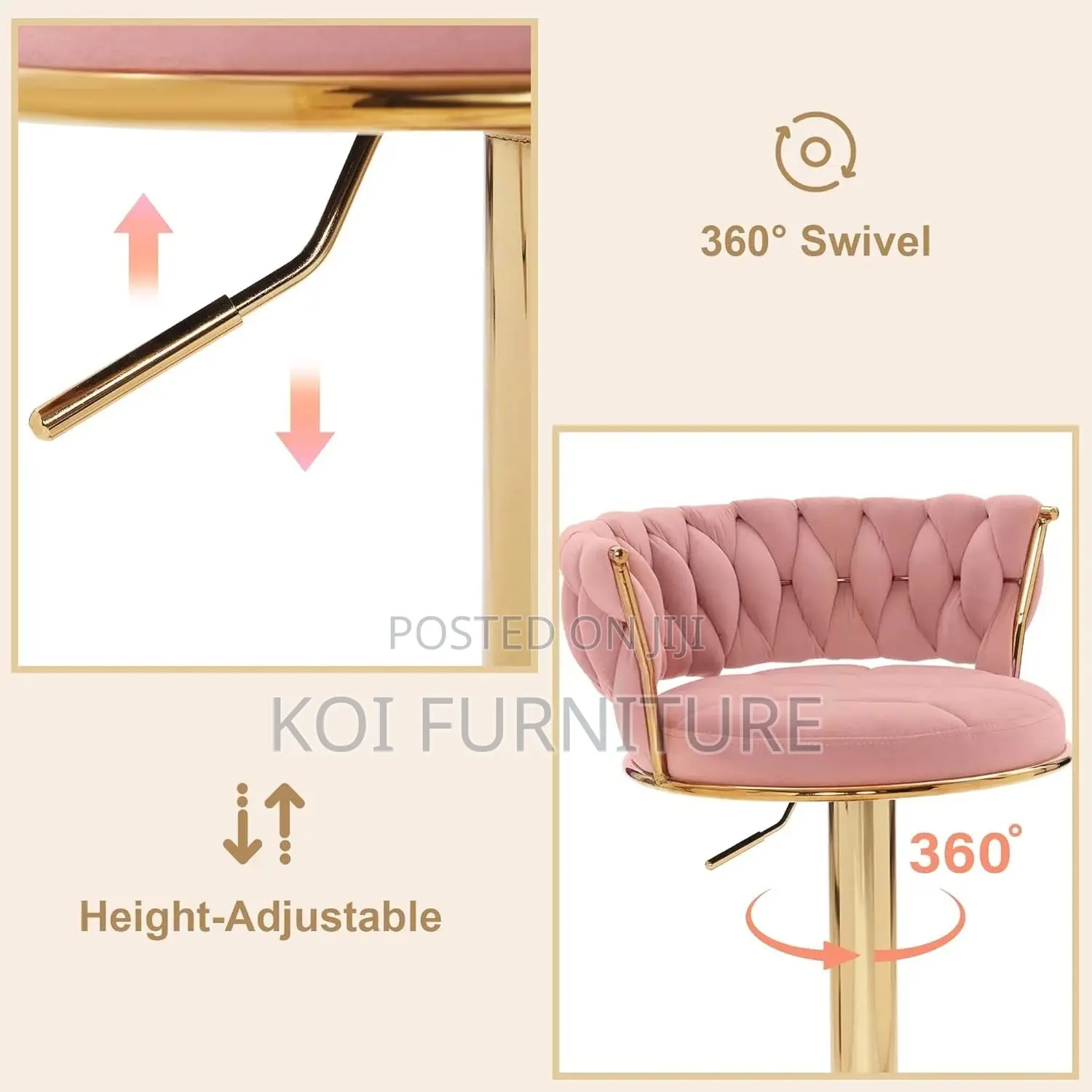 Barstools; Vcklp1 Leather Adjustable Koi Barstools