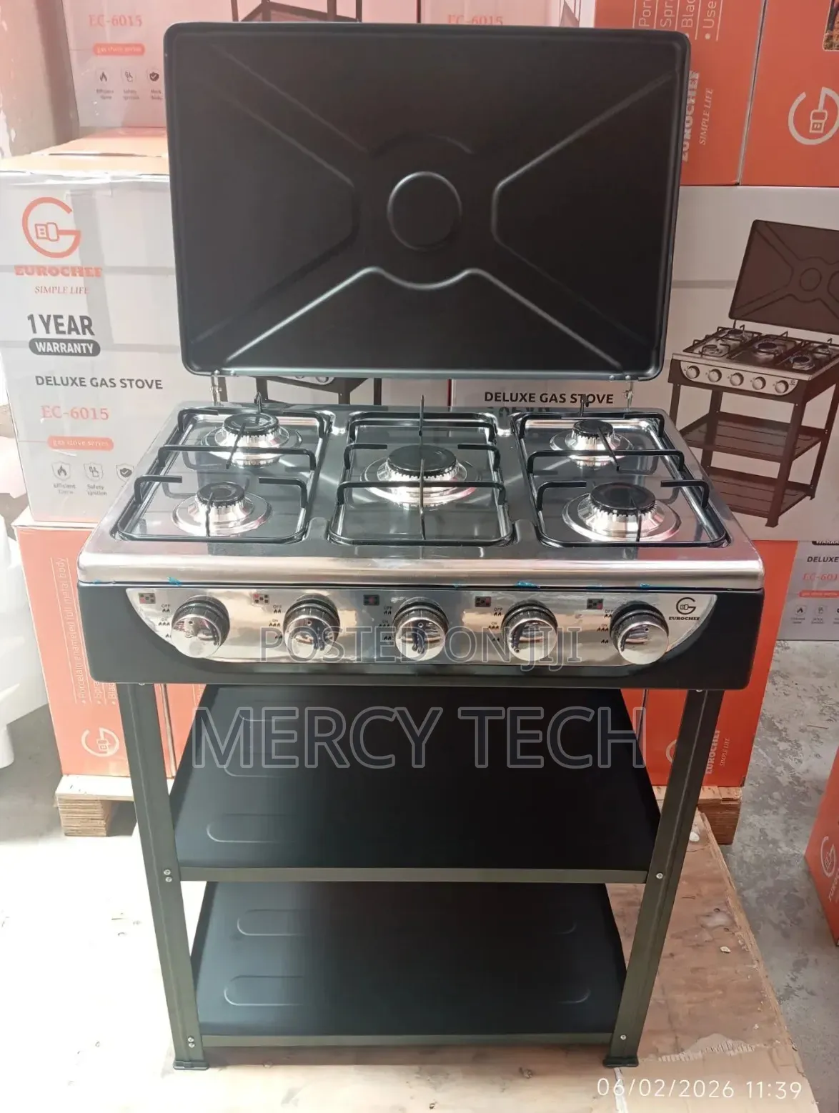 Eurochef Ec-6015 Deluxe 5 Burner Gas Stove With Stand