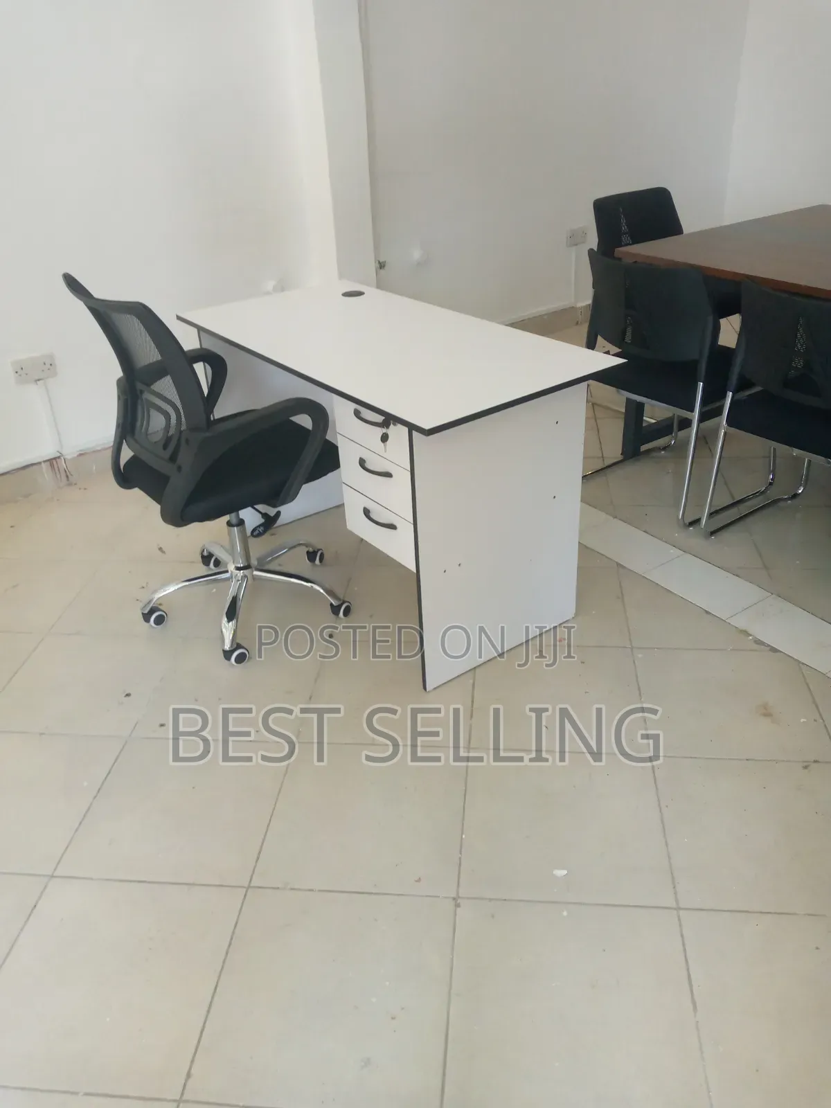 White Office Desk and Breathable Office Chair