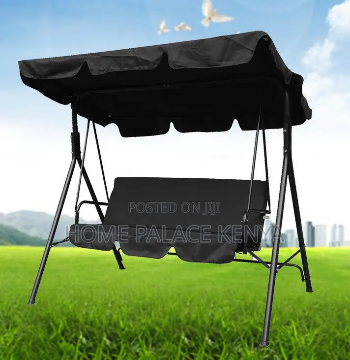 Outdoor Bench:3 Seater Metal Frame Patio Swing Chair