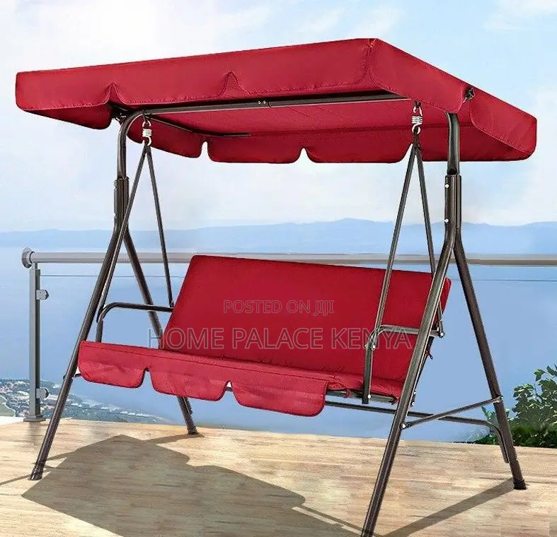 Outdoor Bench:3 Seater Metal Frame Patio Swing Chair