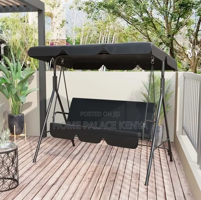 Outdoor Bench:3 Seater Metal Frame Patio Swing Chair