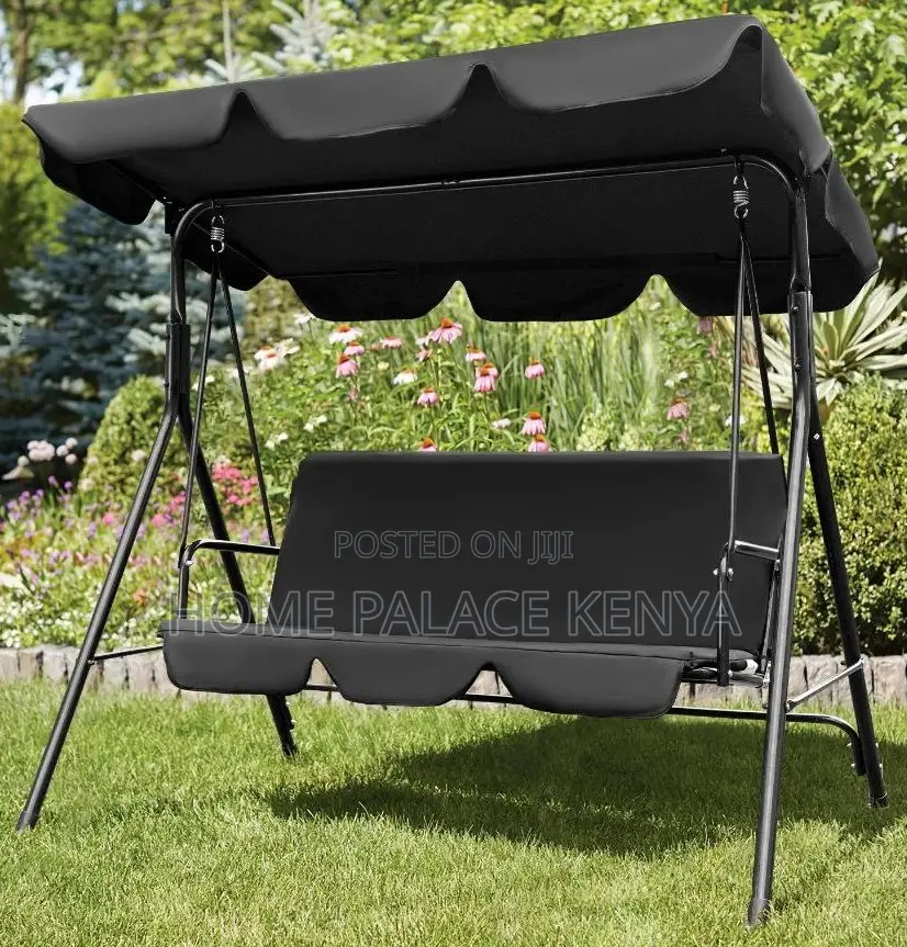 Outdoor Bench:3 Seater Metal Frame Patio Swing Chair